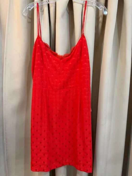 Line and Dot Red Poka Dot Mini Dress Size L - Picture 3 of 6
